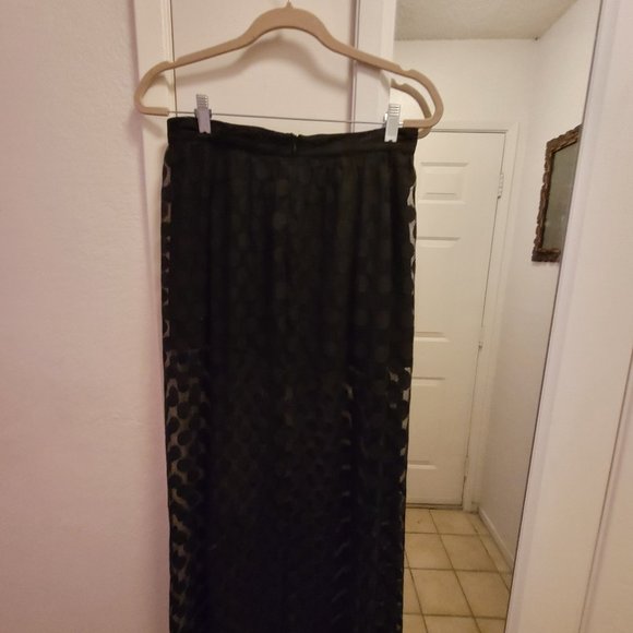 Forever 21 Black Sheer Polka Dot Maxi Skirt - Picture 3 of 5